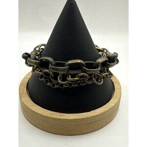 Vintage Style Multi-Layered Brass Chain Bracelet With Lobster Clasp